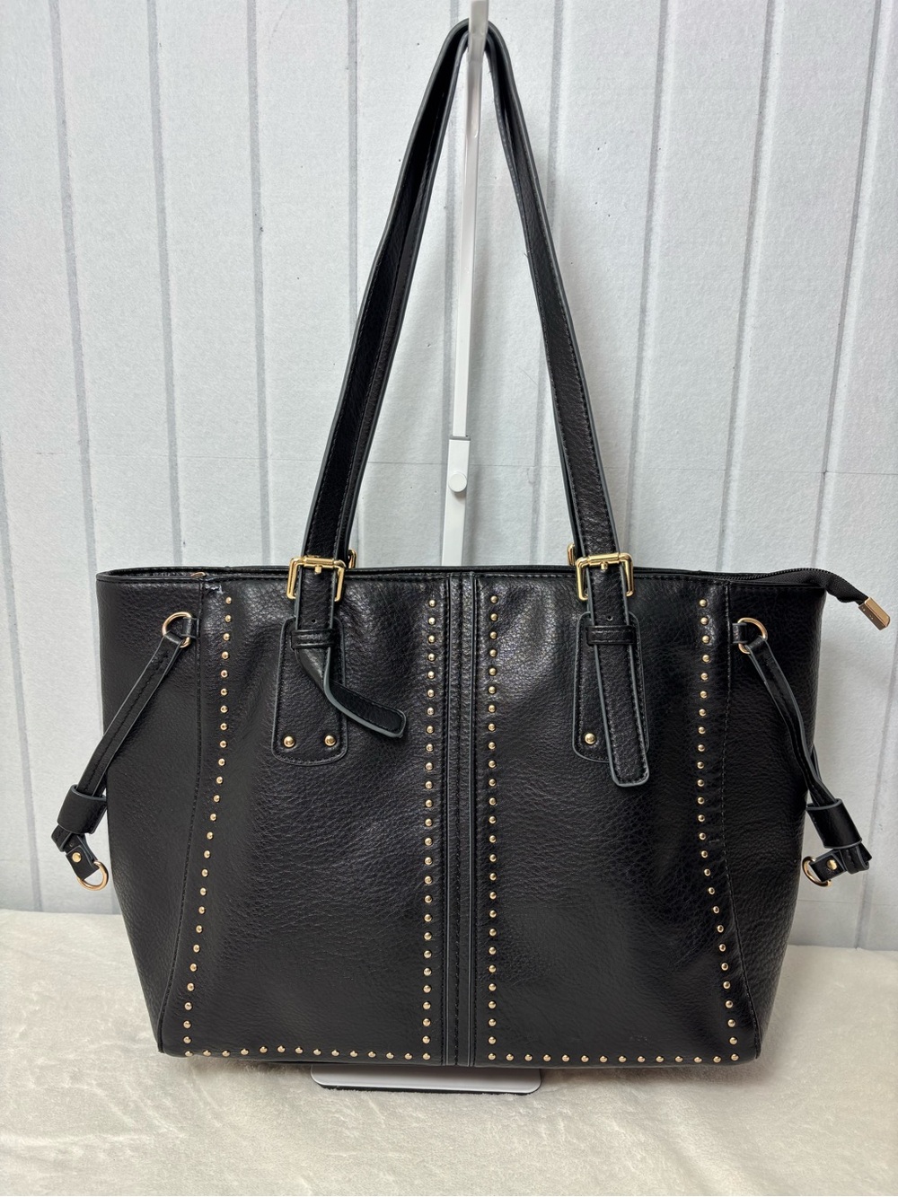 Montana West Black Tote with Gold Stud Accents